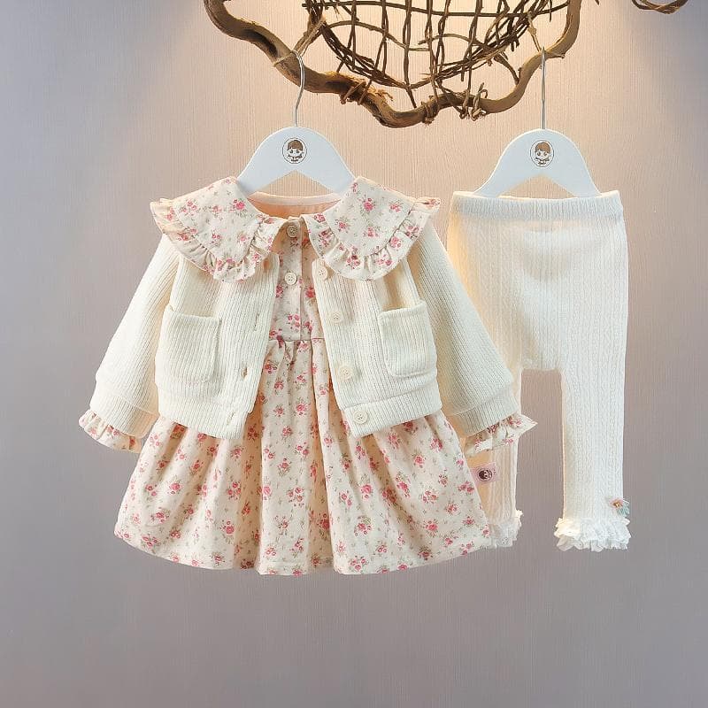 Estilo ocidental bebê menina primavera vestido saia terno elegante 0-4 anos de idade roupas de bebê Outing roupas menina