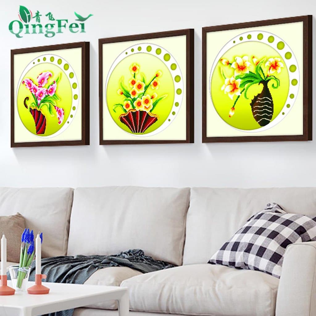 Qingfei 5D impressão pintura diamante simples quarto pasta de diamante ponto cruz pintura tripla claro diamante bordado 