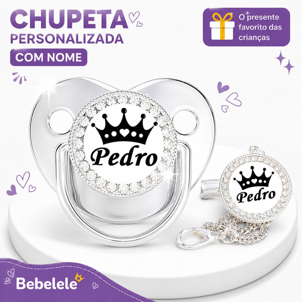 Chupeta personalizada para bebê, pode gravar o nome do bebê, presente de aniversário personalizado GWMH