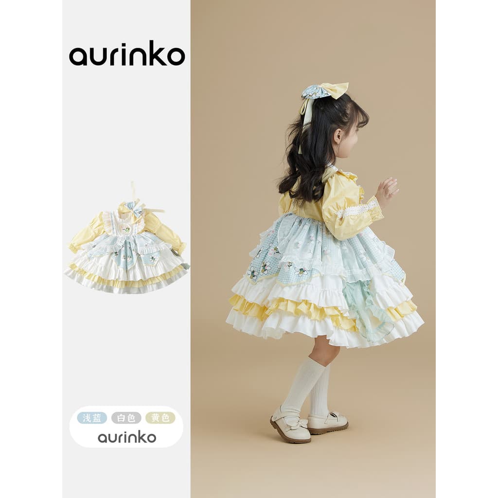 Crianças vestido primavera outono vestido de princesa menina Lolita menina bebê menina moda saia fofa menina roupas de o
