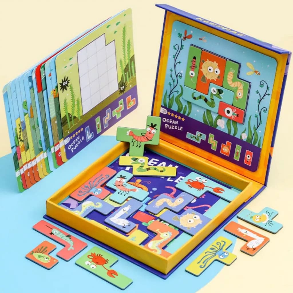 Brinquedo Infantil Puzzle Magnético Oceano 30 Fases Brinquedo Montessori Educativo de Encaixe para Crianças