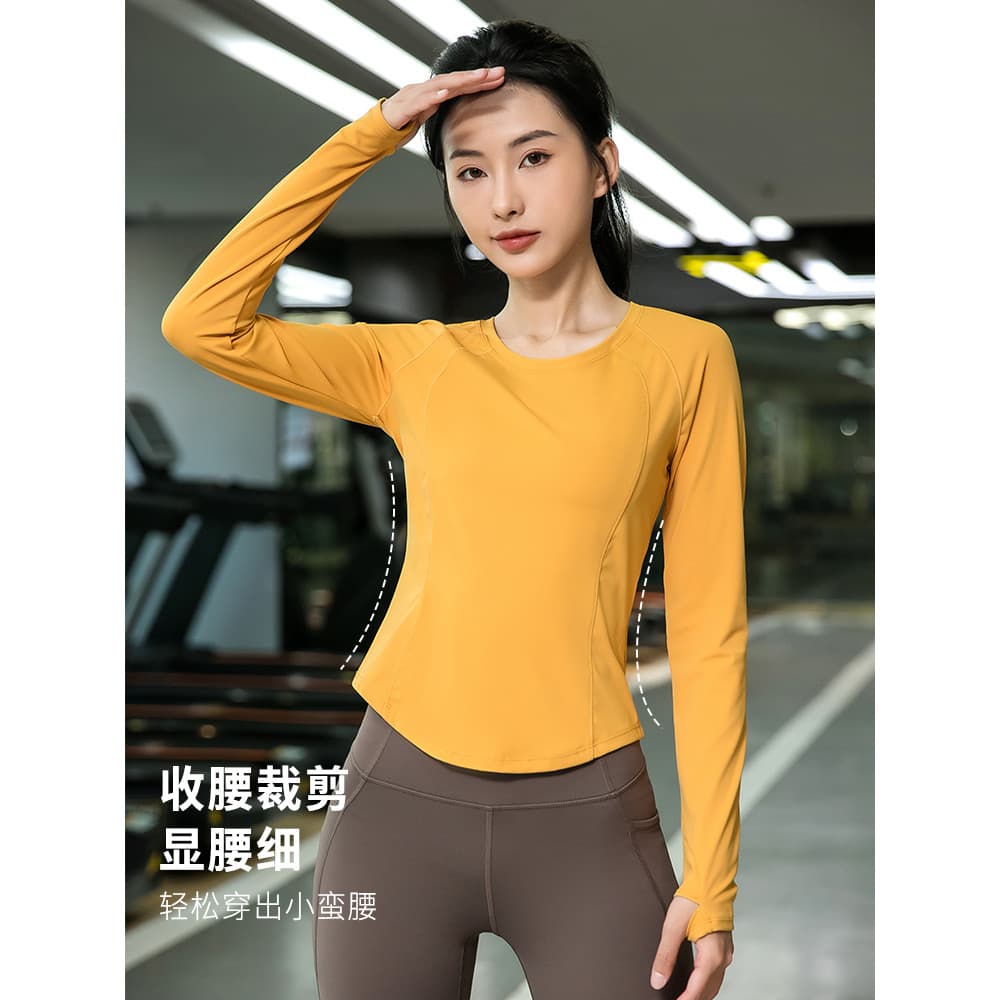 Primavera roupas de Yoga topo feminino solto de secagem rápida Fitness roupas esportivas de manga comprida camiseta 2026