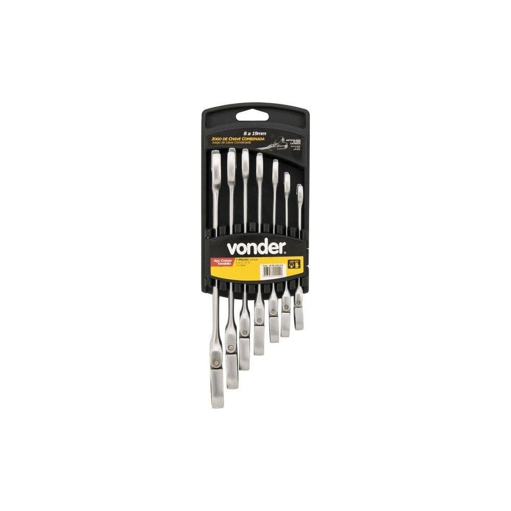 Jogo de Chave Combinada com Catraca Articulada 8-19mm 7 Peças - Vonder