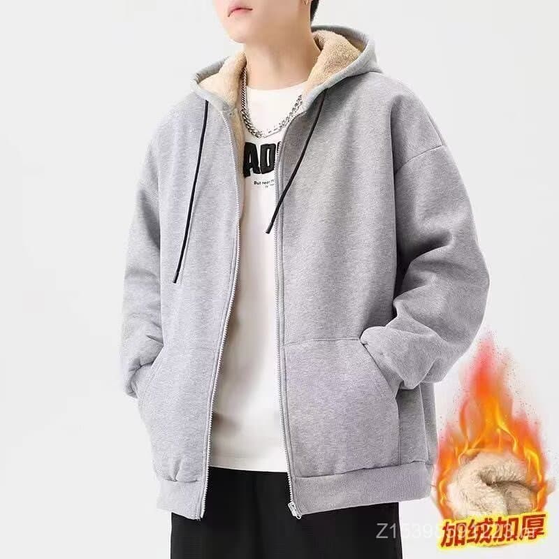 Cardigan com zíper moletom com capuz masculino engrossado solto plus size jaqueta gorda esportes outono inverno jaqueta 
