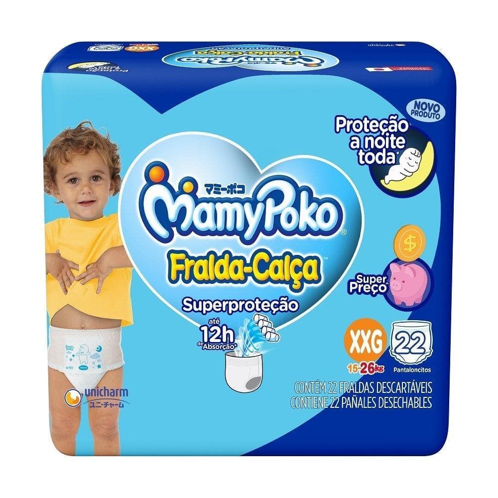 Fralda Descartável MamyPoko Calça Super Proteção Jumbo Tamanho XXG - 4 Pacotes com 22 Fraldas - Total 88 Tiras