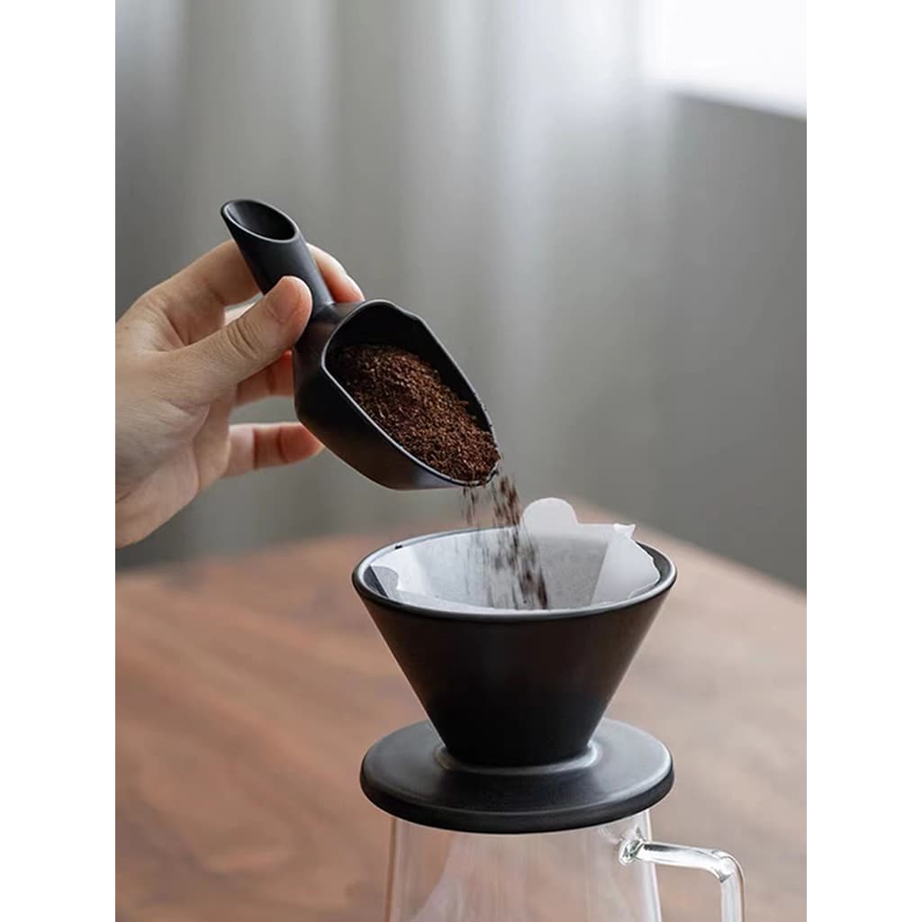 CAFEDEKONA Colher medidora de grãos de café em formato de espátula Colher quantitativa de café Colher medidora 20g Mediç
