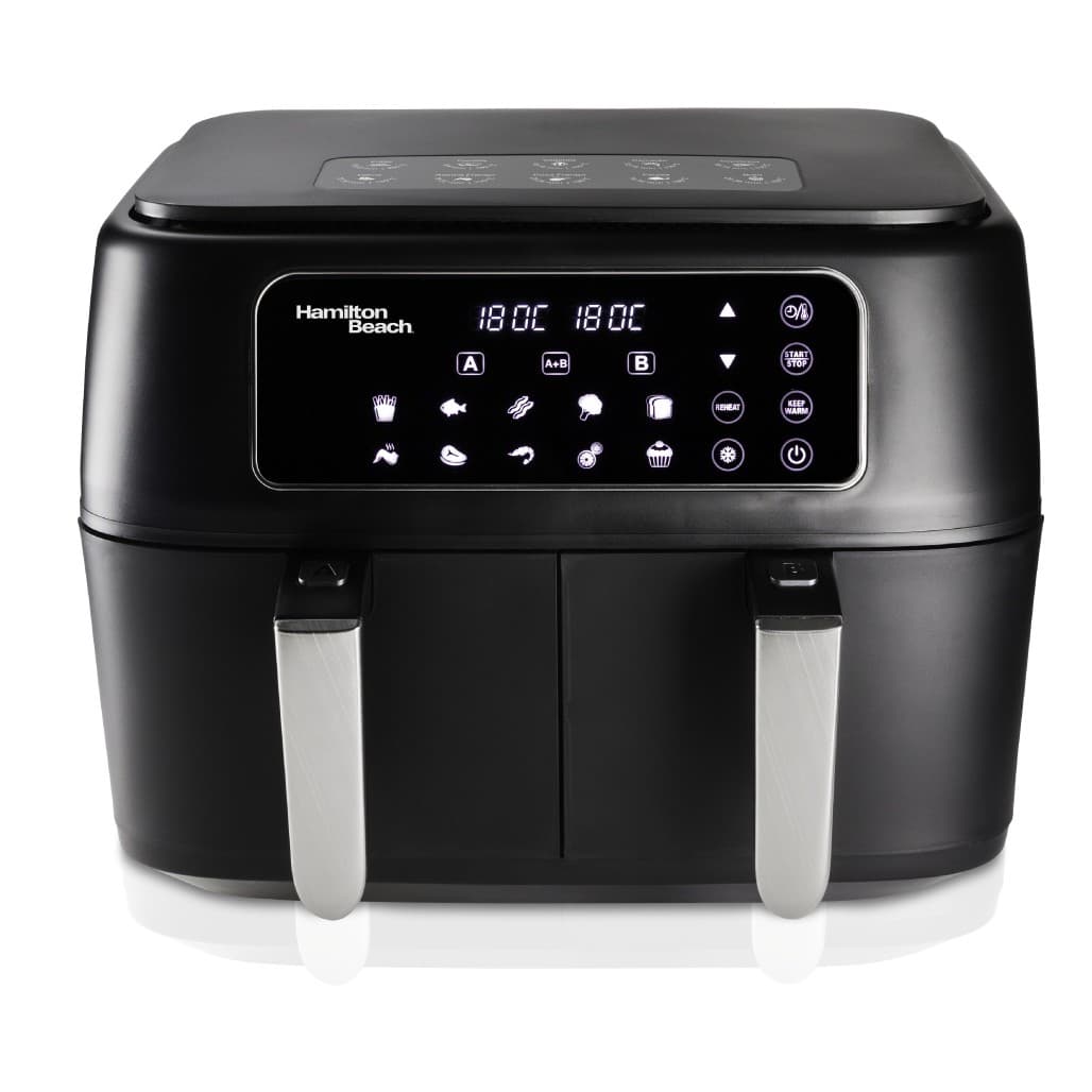 FRITADEIRA ELÉTRICA HAMILTON BEACH AIR FRYER DIGITAL C/ CESTO DUPLO 8L AÇO INOX PRETO 127V ASWE-006-BZ127