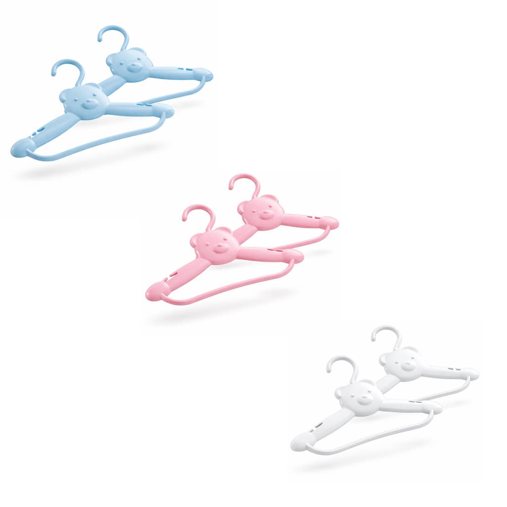 Kit 2 Cabides Infantis Adoleta | Ursinho | Enxoval Bebê | Azul Rosa Branco