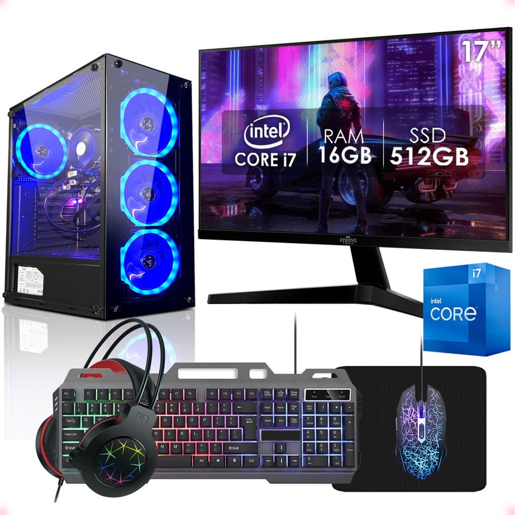 Pc Gamer Completo Intel I7 8gb Ssd 512gb Mon 17
