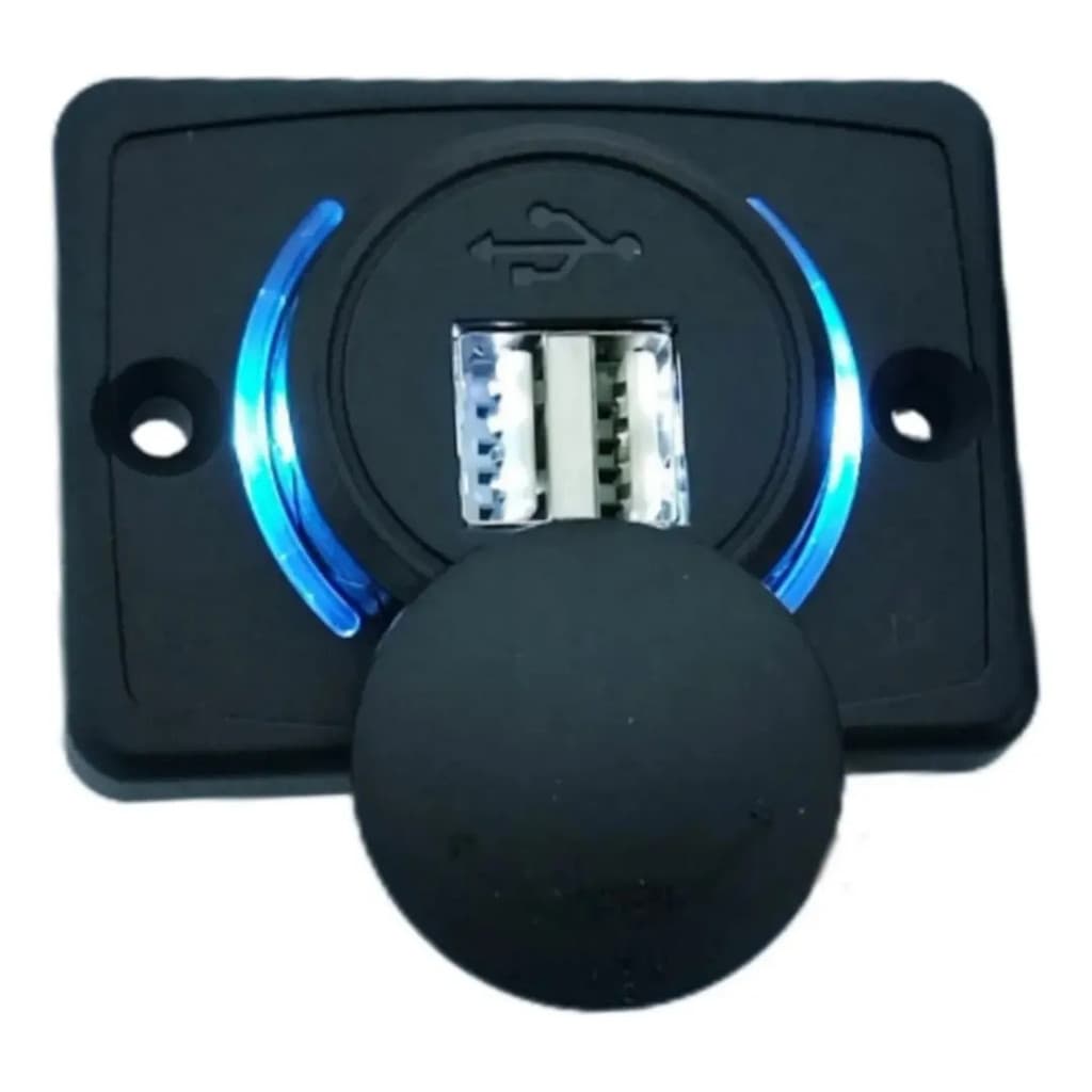 Carregador  Turbo 2 Usb Azul Veicular, Pesados Barco, 12/24v