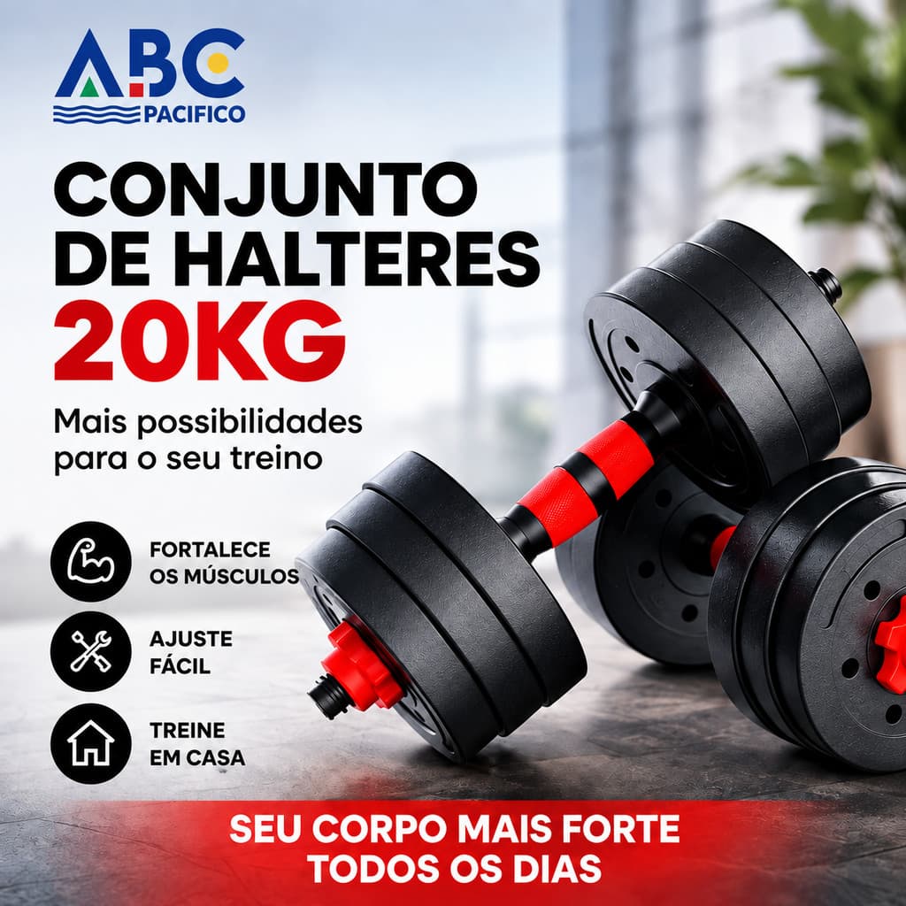 Kit Halteres Ajustável 20Kg Barra Extensora Academia Musculação Enviar imediatamente