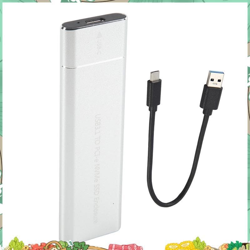 Adaptador De Gabinete SSD M . 2 NVMe 10 Gbps USB C 3.1 Gen2 Caso Externo Leitor Prata