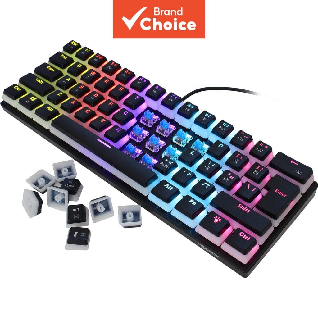 Teclado Mecânico com Fio HXSJ L700, Eixo Azul, 61 Teclas, Teclado Pudding, 12 Modos de Iluminação, Teclado para Jogos