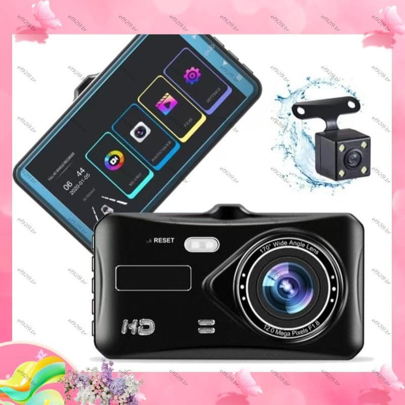 [E Especial] HD 4 Polegadas Tela De Toque Do Carro Dash Cam Funcionalidade De Gravação Frontal Traseira De Lente Dupla C