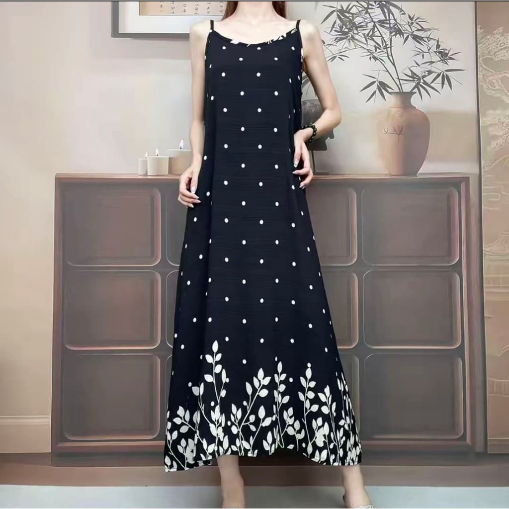 [Yantang Letter] Vestido Floral de verão feminino moda solta elegante sem mangas estampado vestido de fundo feminino