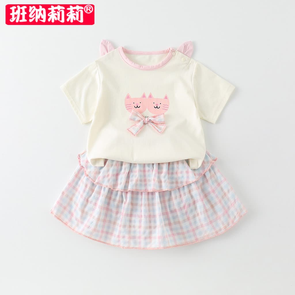 Meninas terno roupas de verão 2025 novo estilo moda menina bebê Shorts de manga curta verão roupas de bebê terno de duas