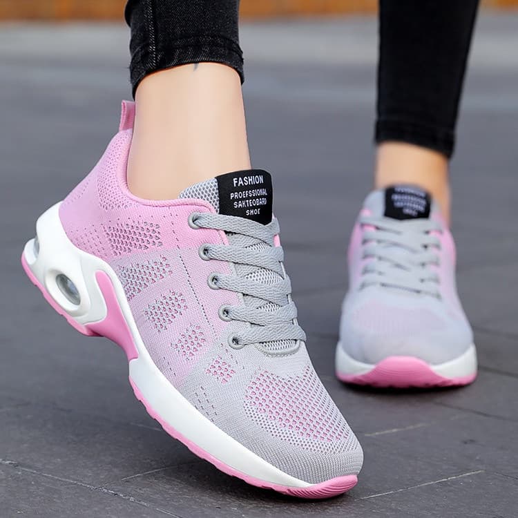Sapatos esportivos femininos respirável tênis tamanho grande tênis de corrida almofada de ar sapatos casuais