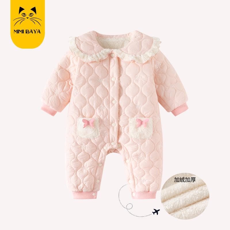 Roupas de bebê roupas de inverno bebê recém-nascido menina macacão velo-velo acolchoado roupas de algodão quente passeio