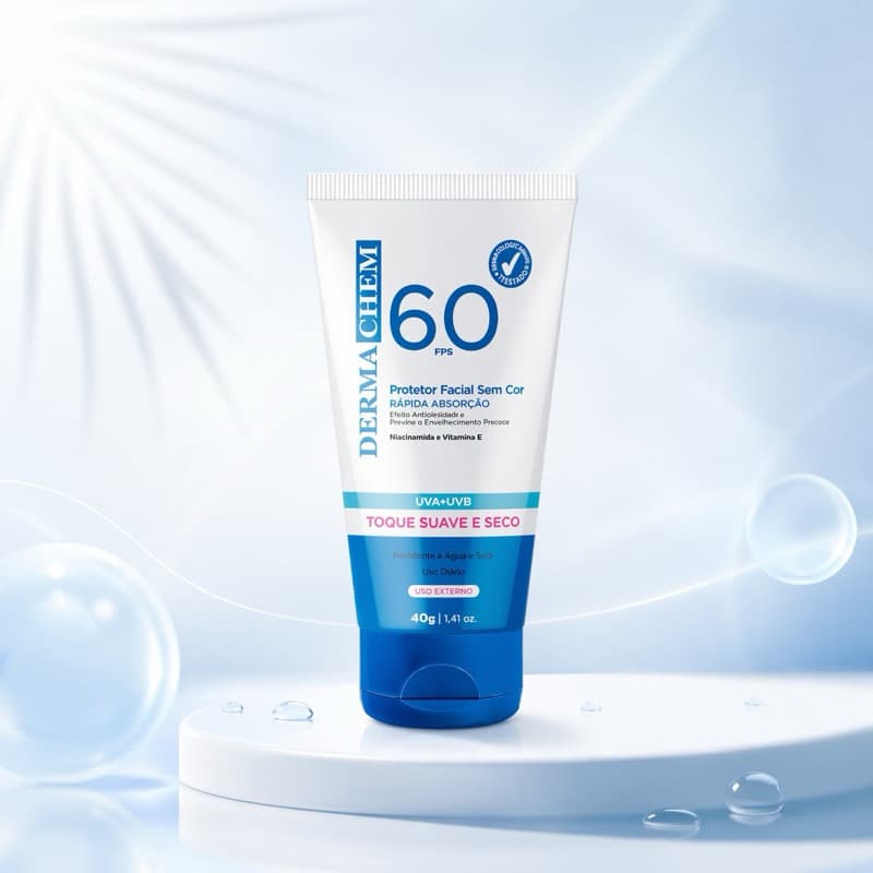 Protetor Solar Facial Derma Chem FPS 60 Toque Seco Efeito Matte 40g