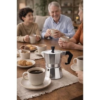 Cafeteira Italiana Aco Inox Xicaras Barista Cafe Expresso Tradicional