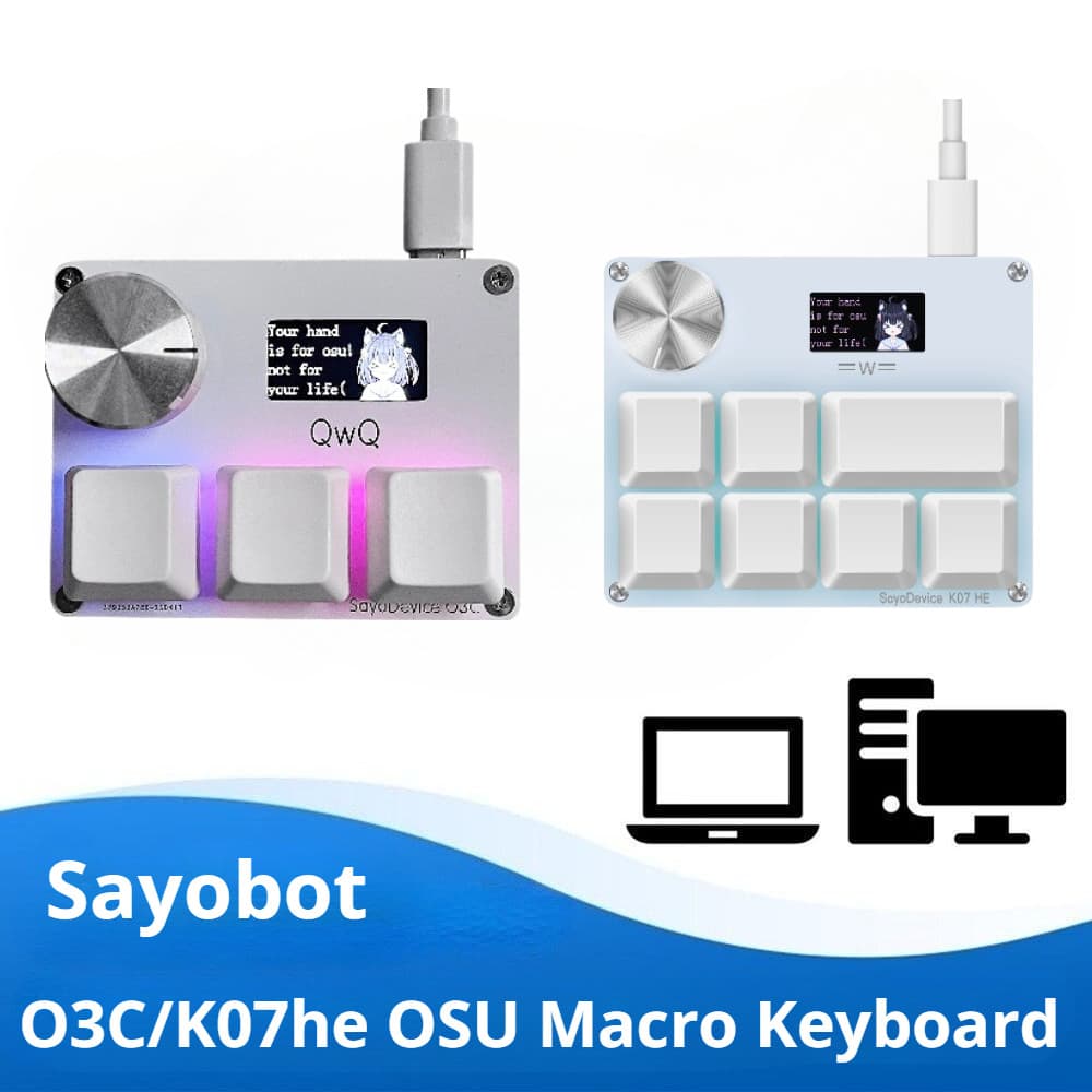 Sayobot O3C/K07HE OSU Teclado Macro Mecânico IPS Tela Colorida Botão Para Jogos De Programação De Gatilho Rápido