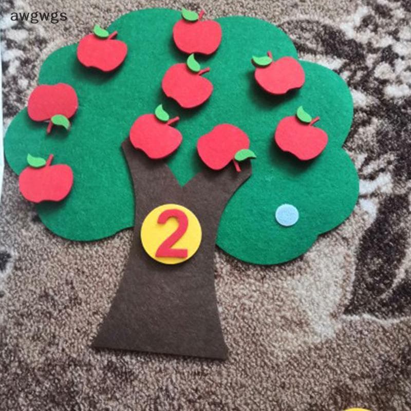 Awgwgs Árvore Brinquedo Educativo Não Tecido Crianças Quebra-Cabeça Artesanal DIY Brinquedos Matemáticos