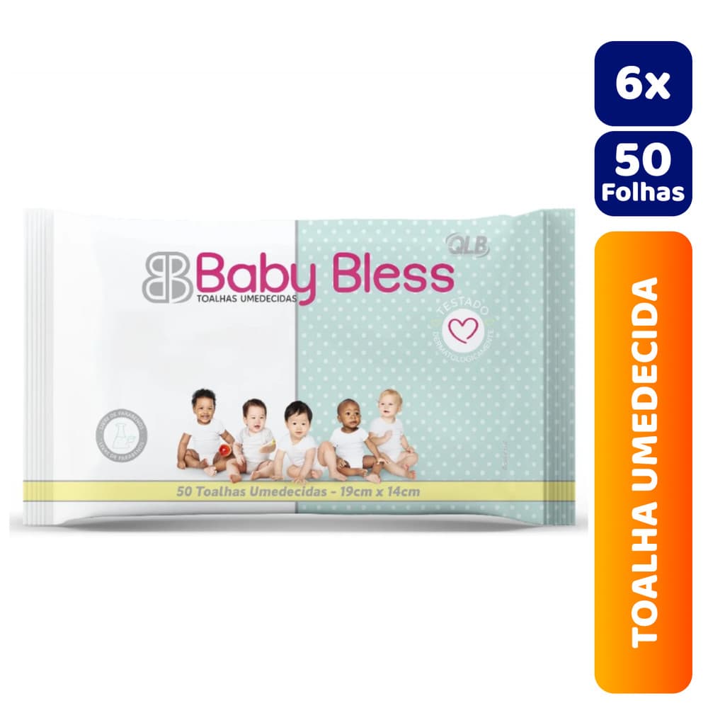 Kit 6x Toalha Umedecida Baby Bless C/50