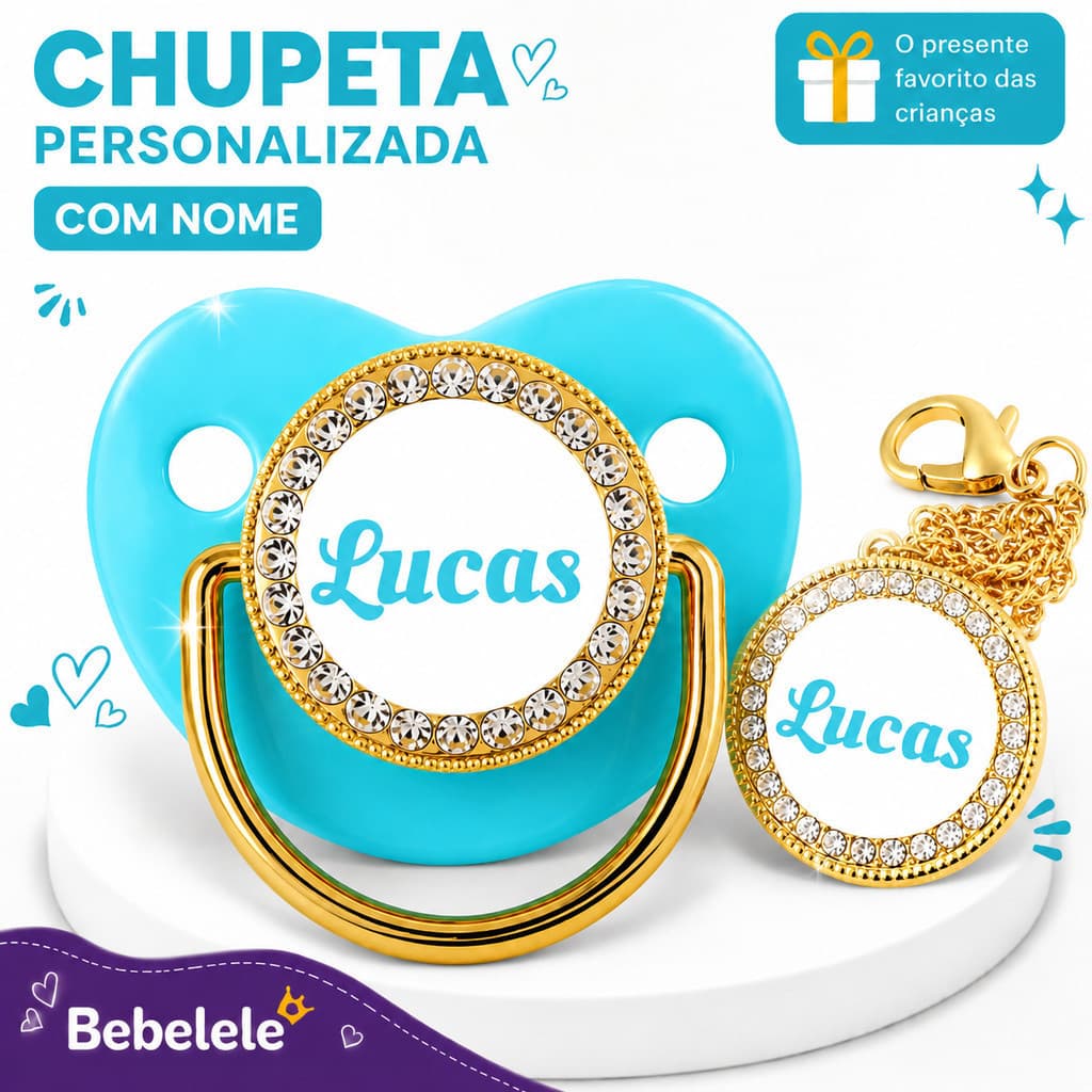 Chupeta para Bebês com Nome Personalizado, Chupeta de Silicone Livre de BPA &1KTF