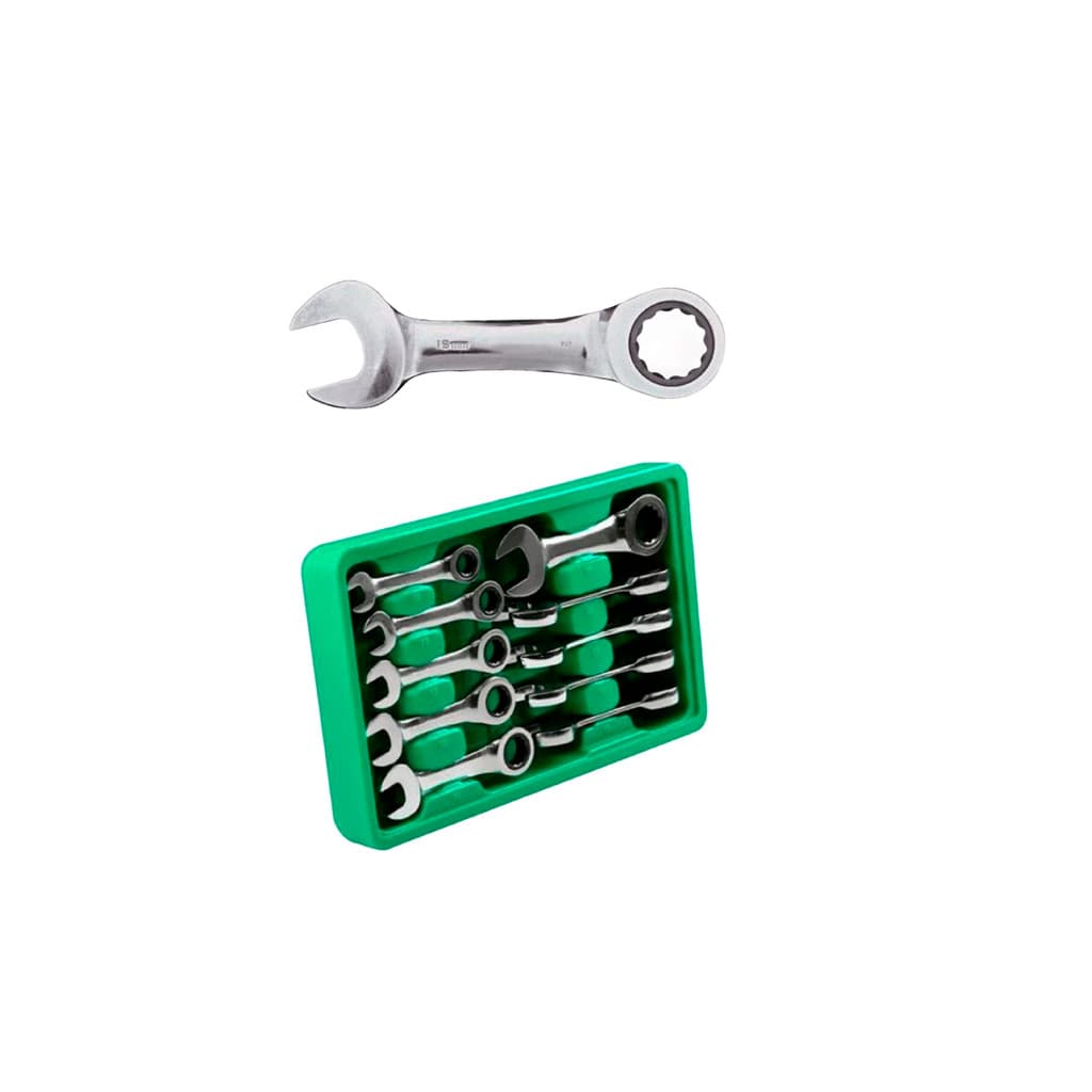 Jogo de Chave Combinada Catraca Curta de 10 - 19mm com 10 Peças 09025G - SATA