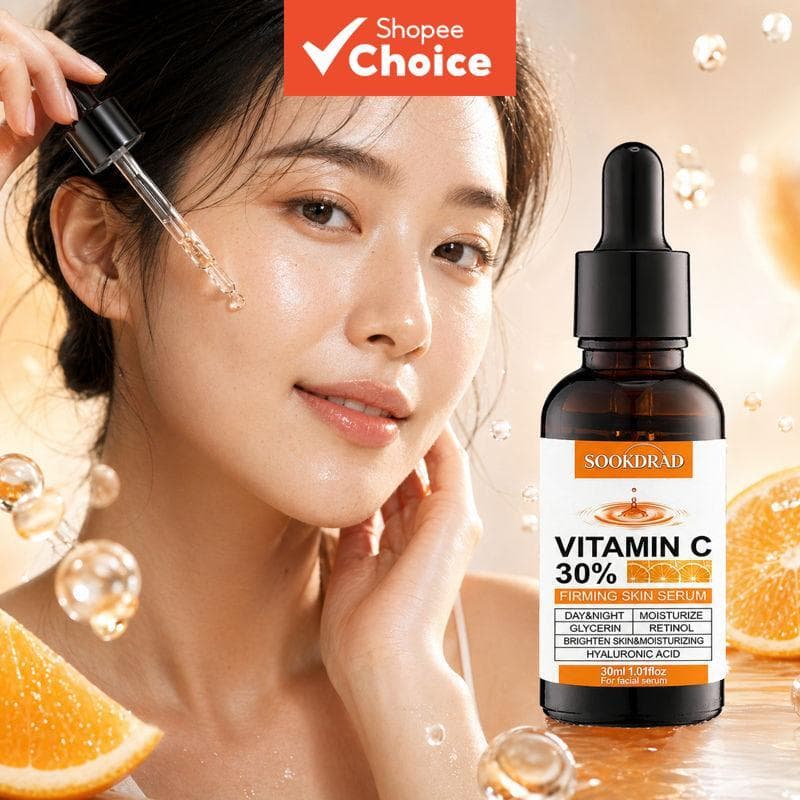 Soro de Vitamina C 30%, Firmador & Refrescante, Leve, Não Pegajoso, Cuidado de Pele de Verão, 30ml