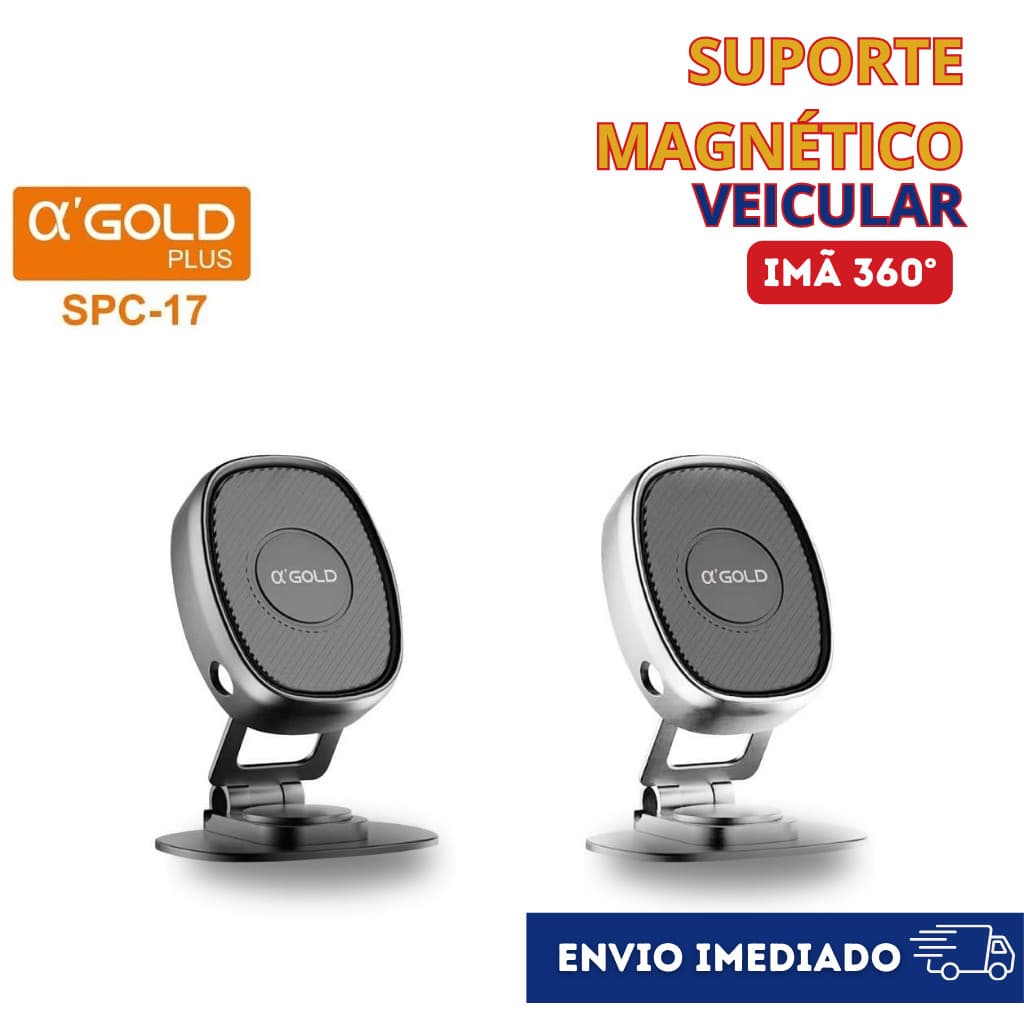 Suporte Celular Veicular Magnético 360° Alumínio Universal Carro SPC-17
