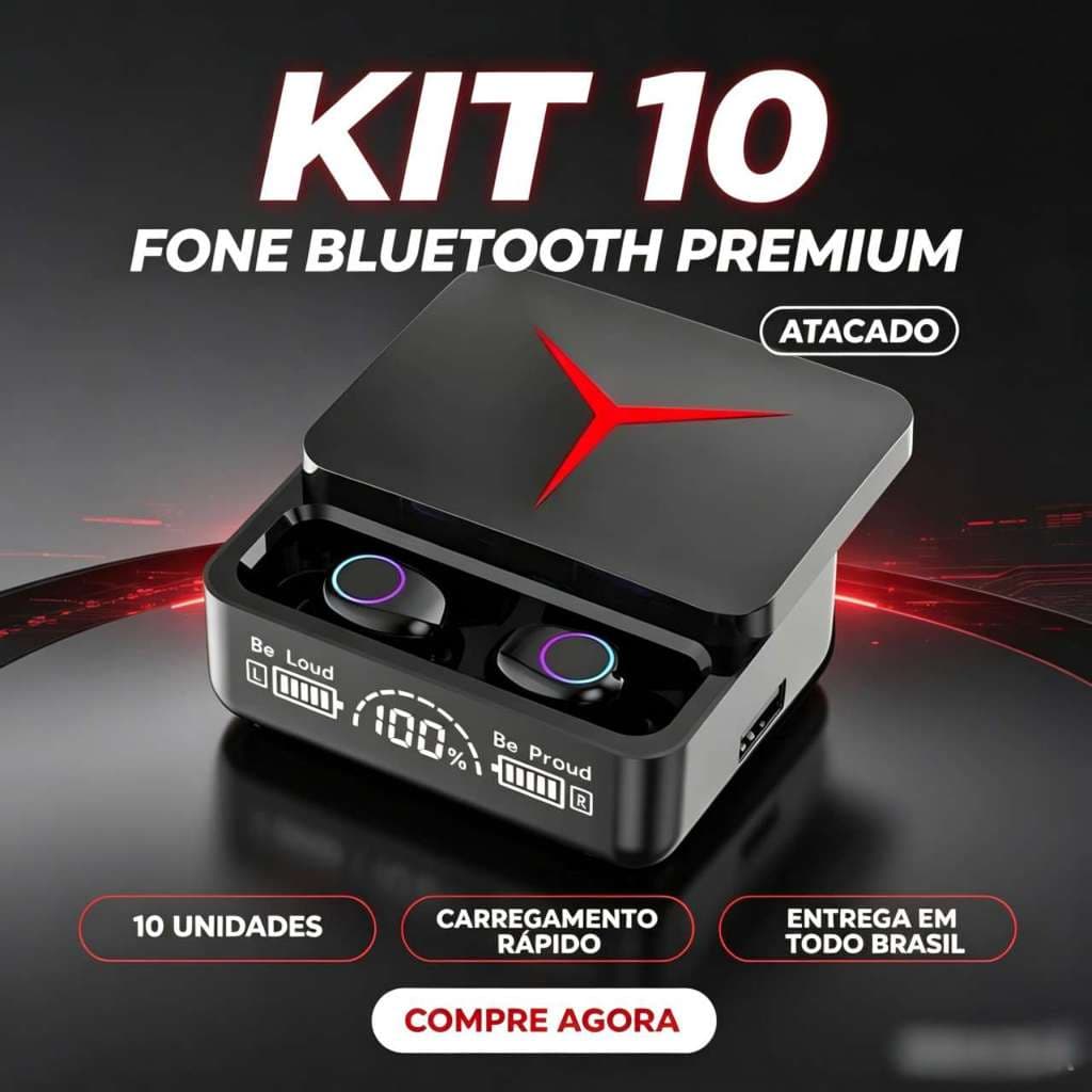 Kit 4/10 Fone de Ouvido Bluetooth M90 TWS Sem Fio Bluetooth 5.3 com Estojo de Carregamento