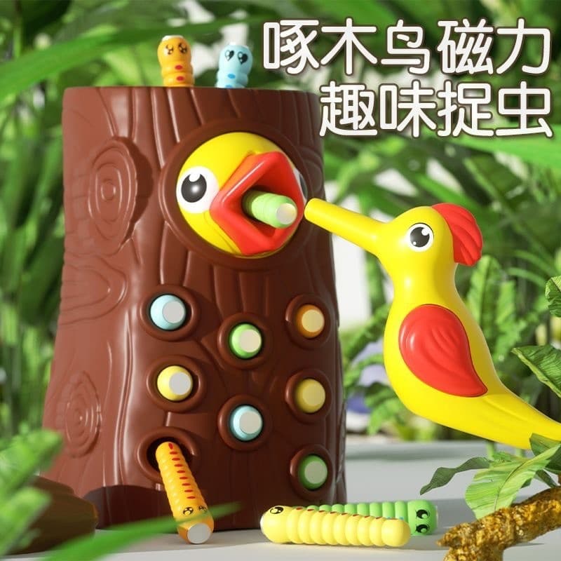 Crianças pica-pau brinquedos educativos educação precoce pesca inseto captura jogo magnético inseto captura brinquedos m