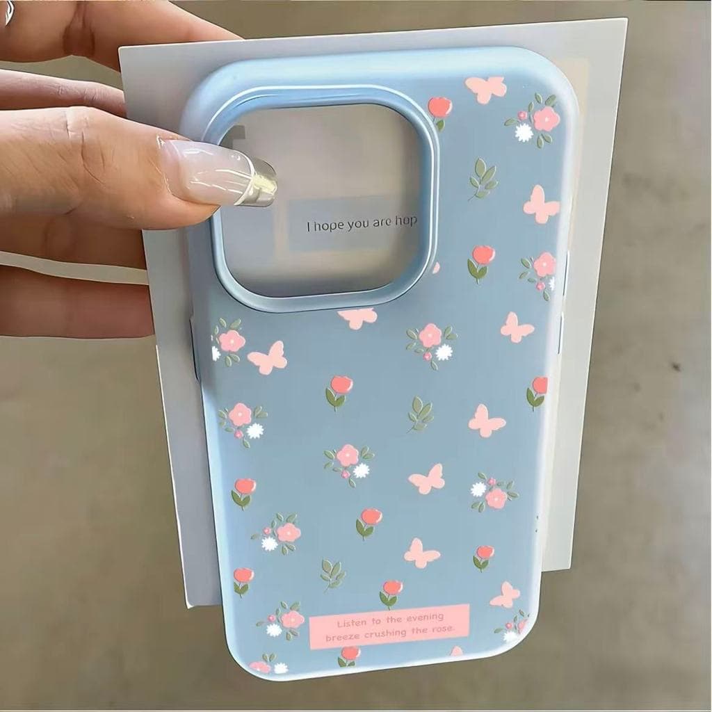 Anticolisão Capinha para iPhone 17 16 15 Pro Max Normal Capinha de celular floral fresca e fofa Silicone macio