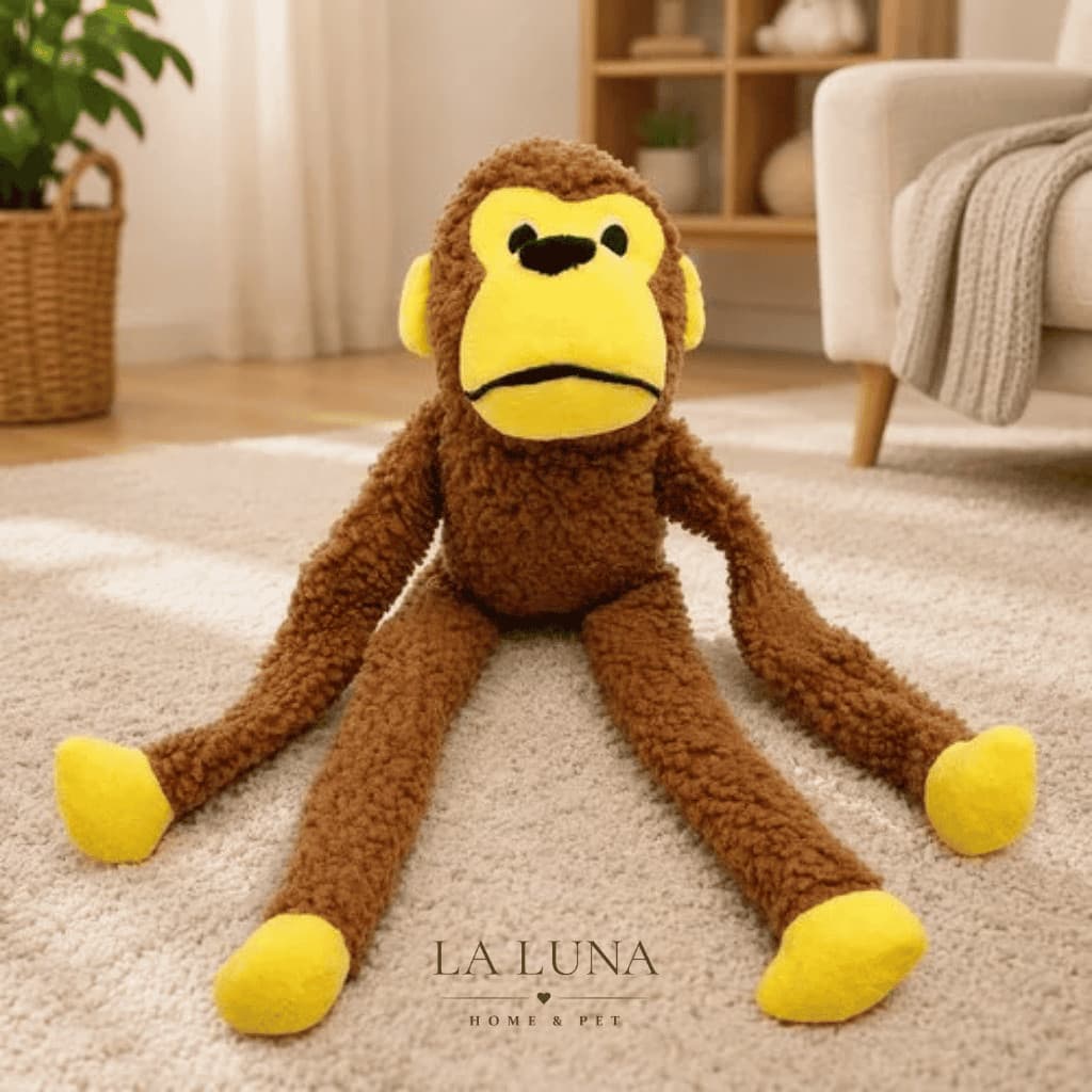 Kit 2 Brinquedos para Cachorro de Pelúcia Macaco 40cm com Apito | Brinquedo Interativo Pet