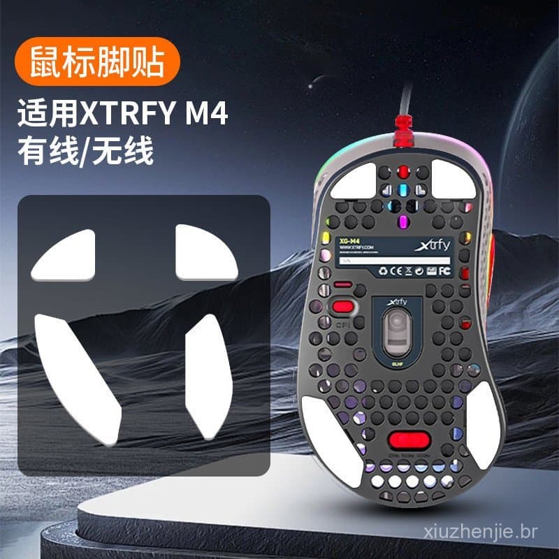 Novos pés de mouse Xtrfy M4 com fio/sem fio, compatíveis com M8W, Teflon, M42W, bordas arredondadas para deslizamento su