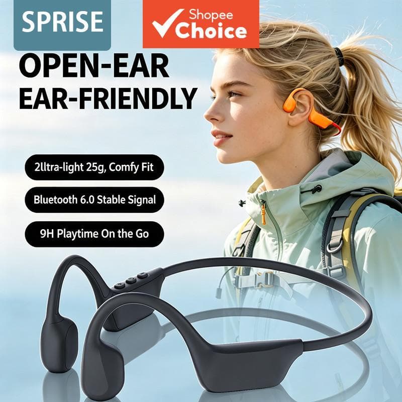 SPRISE X3pro Fones de ouvido Bluetooth sem fio, fones de ouvido com condução óssea com microfone, bateria de longa