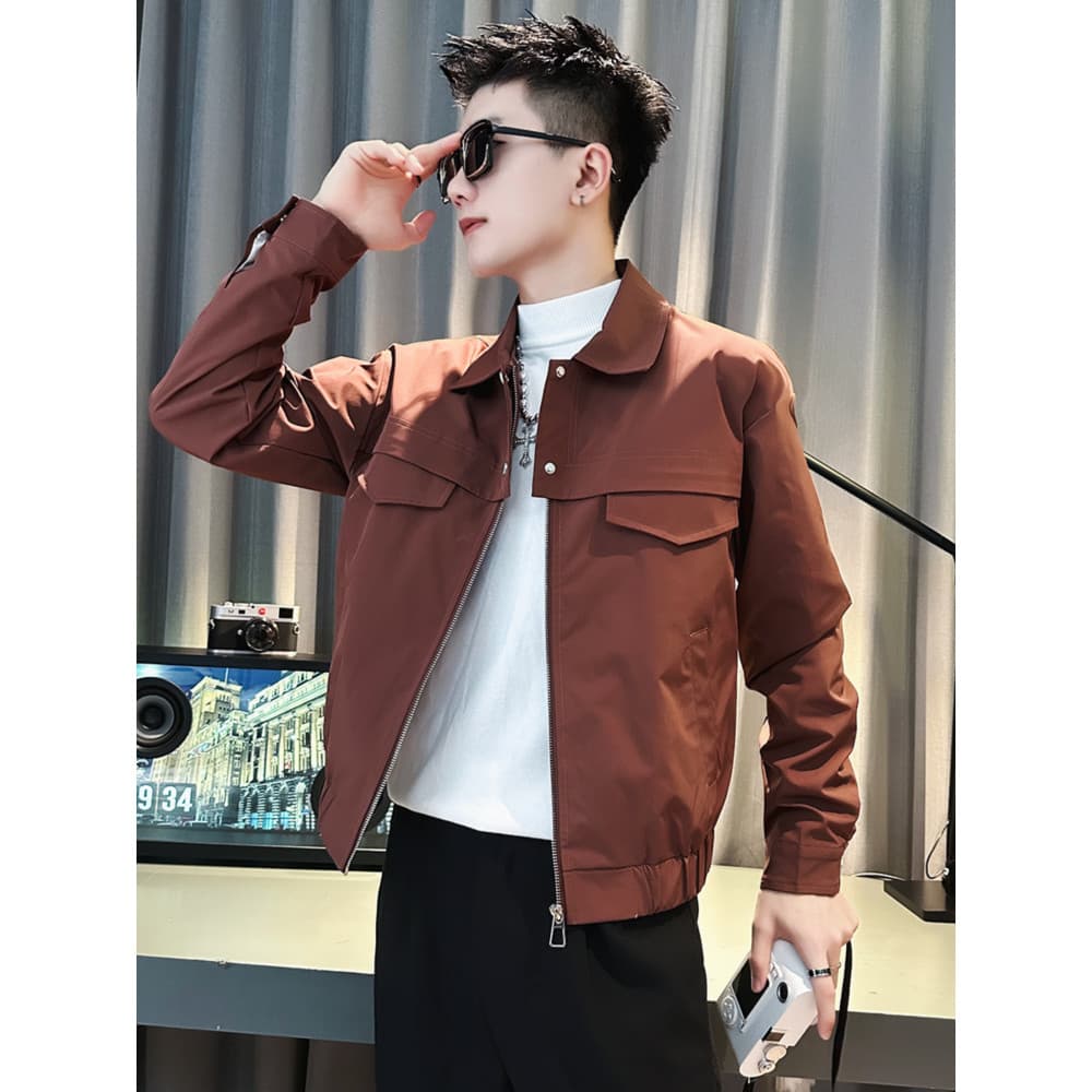 Primavera outono lapela jaqueta masculina versão coreana na moda jaqueta Casual 2023 novo estilo High-End masculino rufi