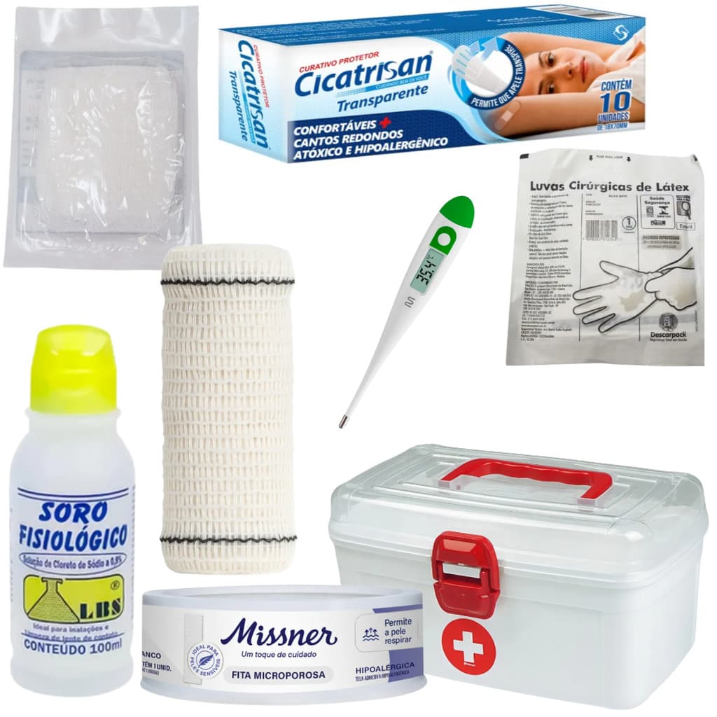 Kit de Primeiros Socorros p/ casa e empresas  (8 itens) 
