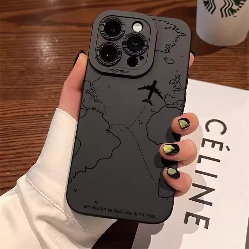 Inspiração Flight Route Design Capinha Para iPhone 17 Air 16 15 14 Plus Pro Max Capa Fosca