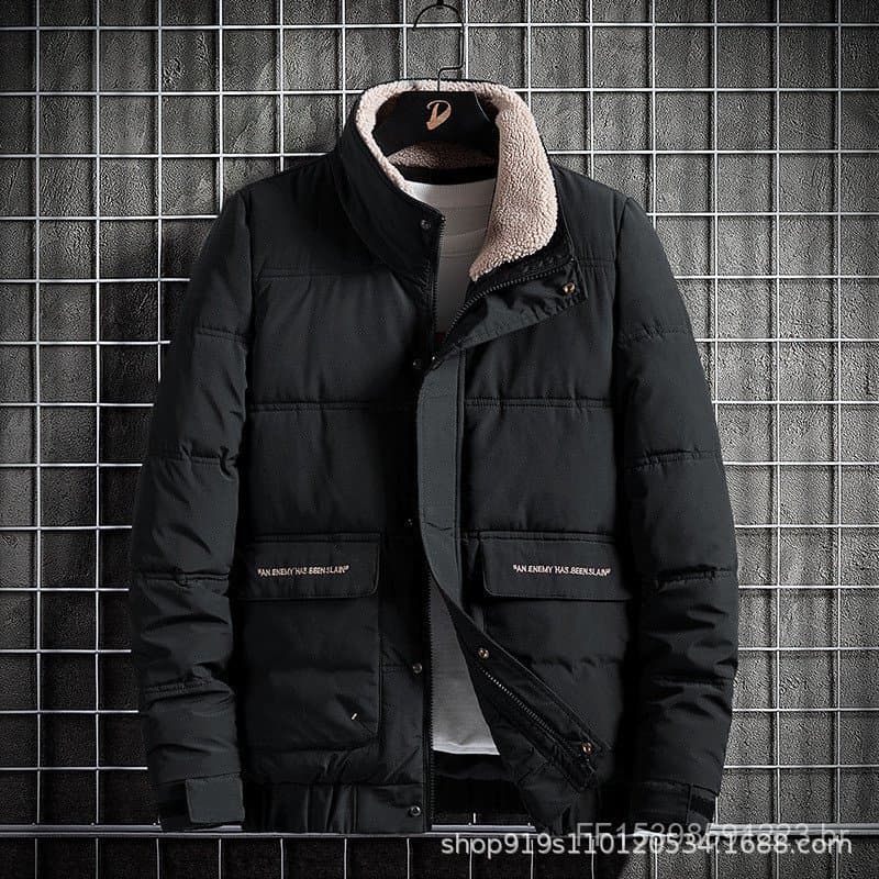 Jaqueta acolchoada de algodão de inverno transfronteiriça moda masculina espessada jaqueta quente jaqueta de lapela na m