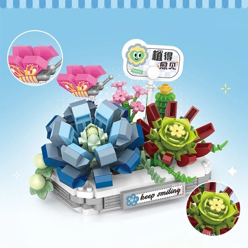 MINI BONSAI BLOCO DE MONTAR-Diário DE SUCULENTAS INVERNO-NANO BLOCOS-Semelhante-LEGO