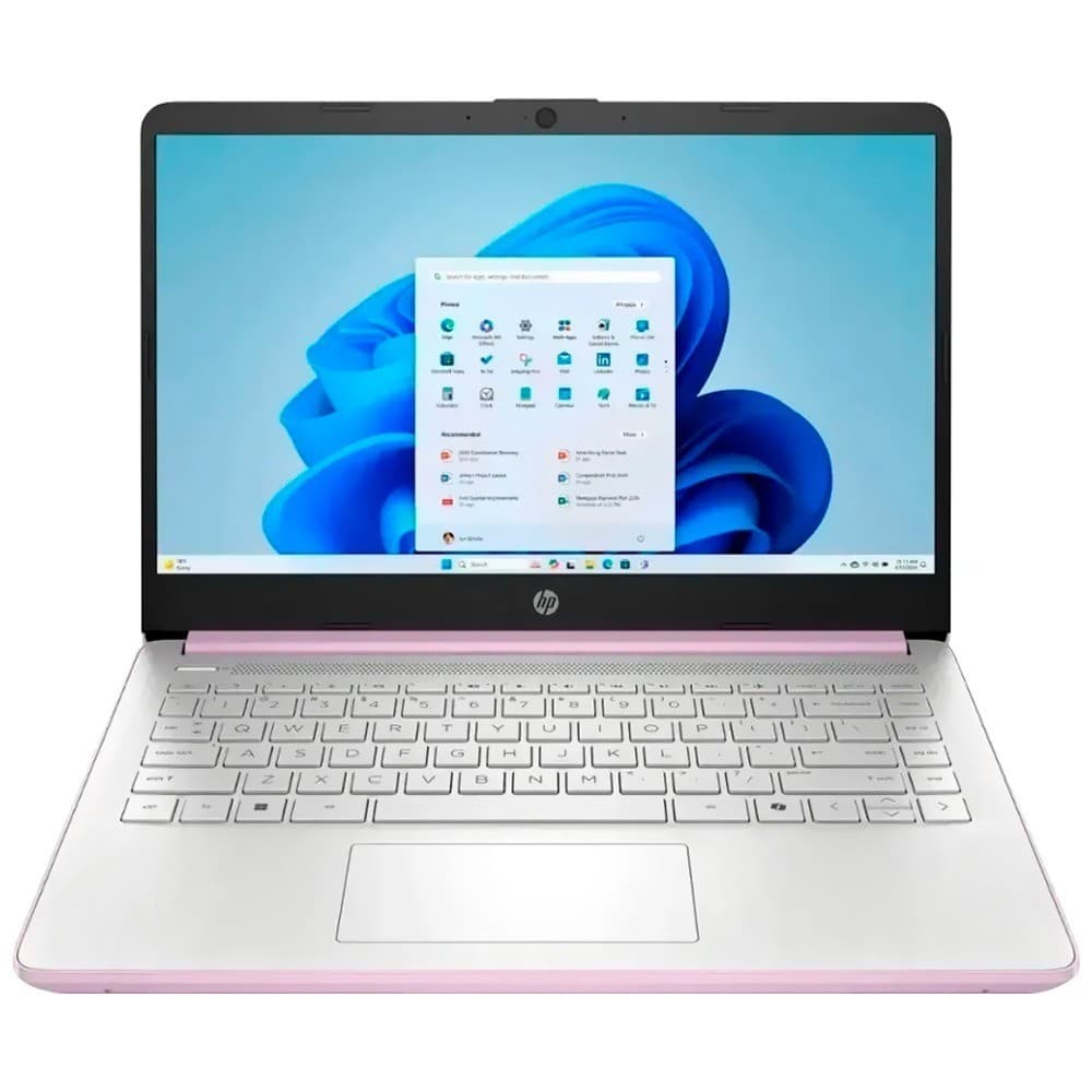 Notebook HP 14-DQ6104DX Intel Celeron N150 / Tela HD 14.0" / 4GB de RAM / 128GB UFS / W11 - Roxo Rose