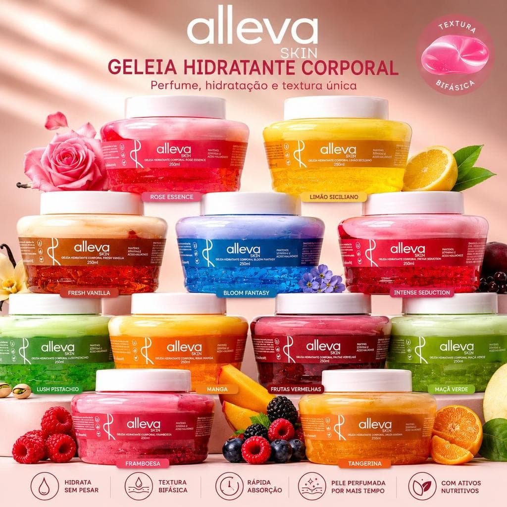 Geleia Hidratante Corporal Alleva Skin 250ml Bifásica