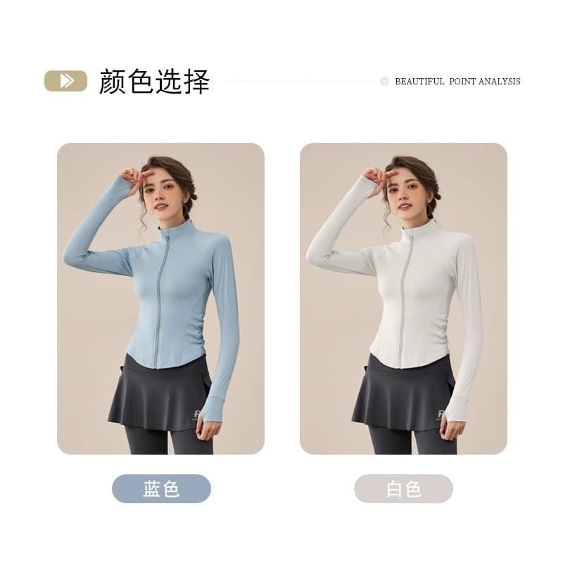 Roupas de Yoga jaqueta feminina magro-ajuste esportes correndo Pilates treinamento roupas de Fitness de manga comprida t