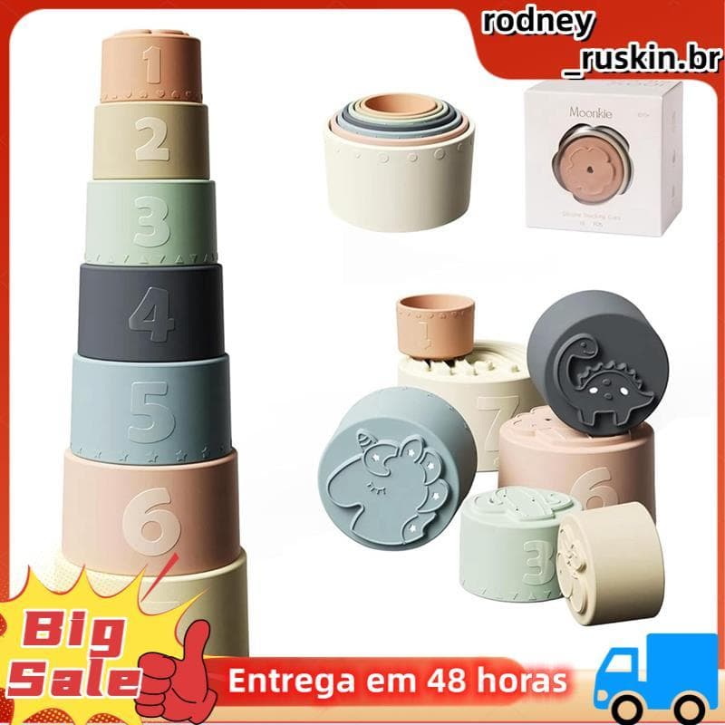 Silicone Macio Dentição Brinquedo Bebê Divertido Brinquedos Educativos Bloco De Construção Educativo
