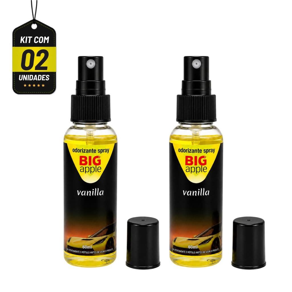 Kit 2 Cheirinho Carro Perfume Spray Vanilla 60ml Automotivo Fragrância Imediata Alta Performance Big Apple