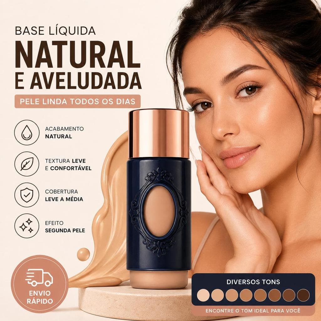 Base Liquida Matte 40ml Alta Cobertura Acabamento Natural Aveludado