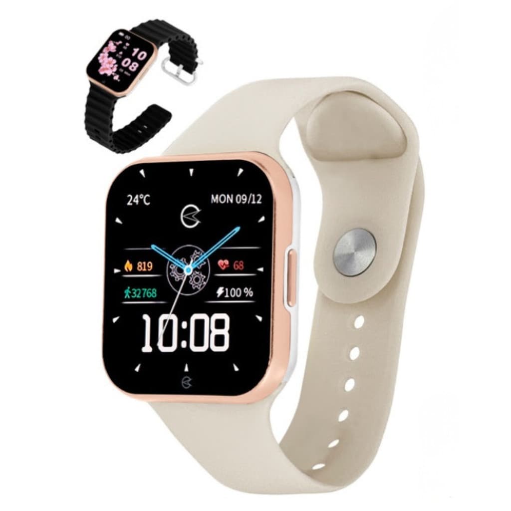 Relogio Champion SmartWatch C066 Bege e Preto 2 Pulseiras