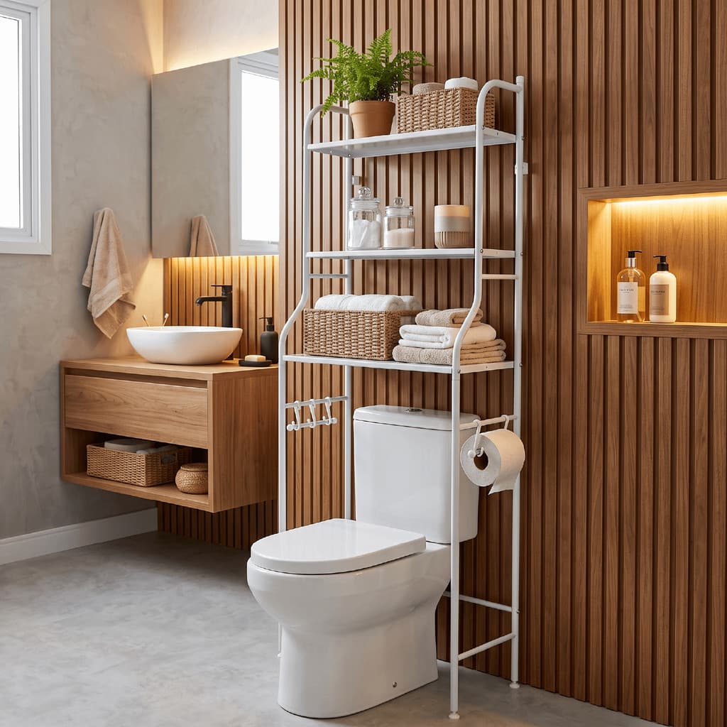 Prateleira Rack Resistente Organizador Multiuso Lavanderia Banheiro Vaso Sanitário Estante Multiuso 3 Prateleiras